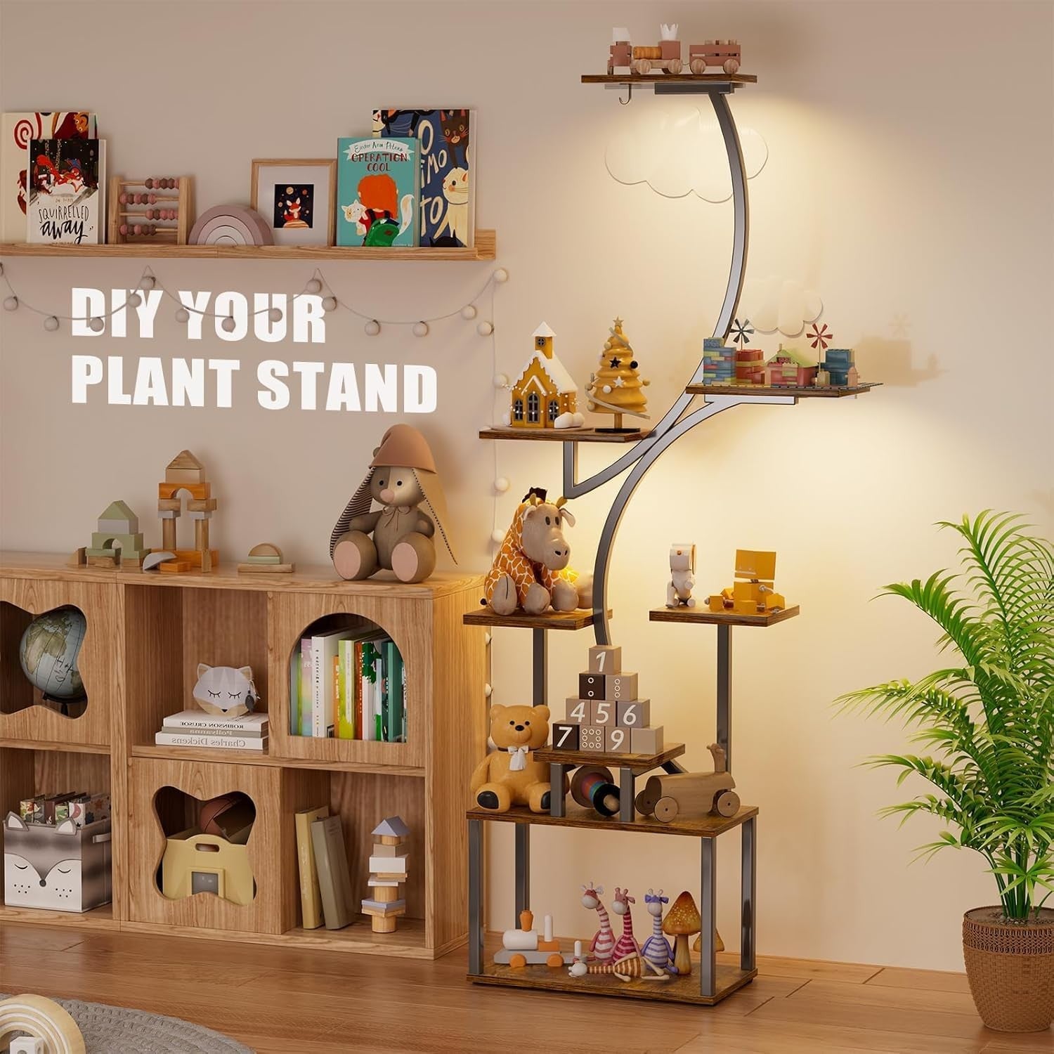 157cm 8 Tier Metal Plant Stand with Grow Lights Indoor Tall Flower Shelf