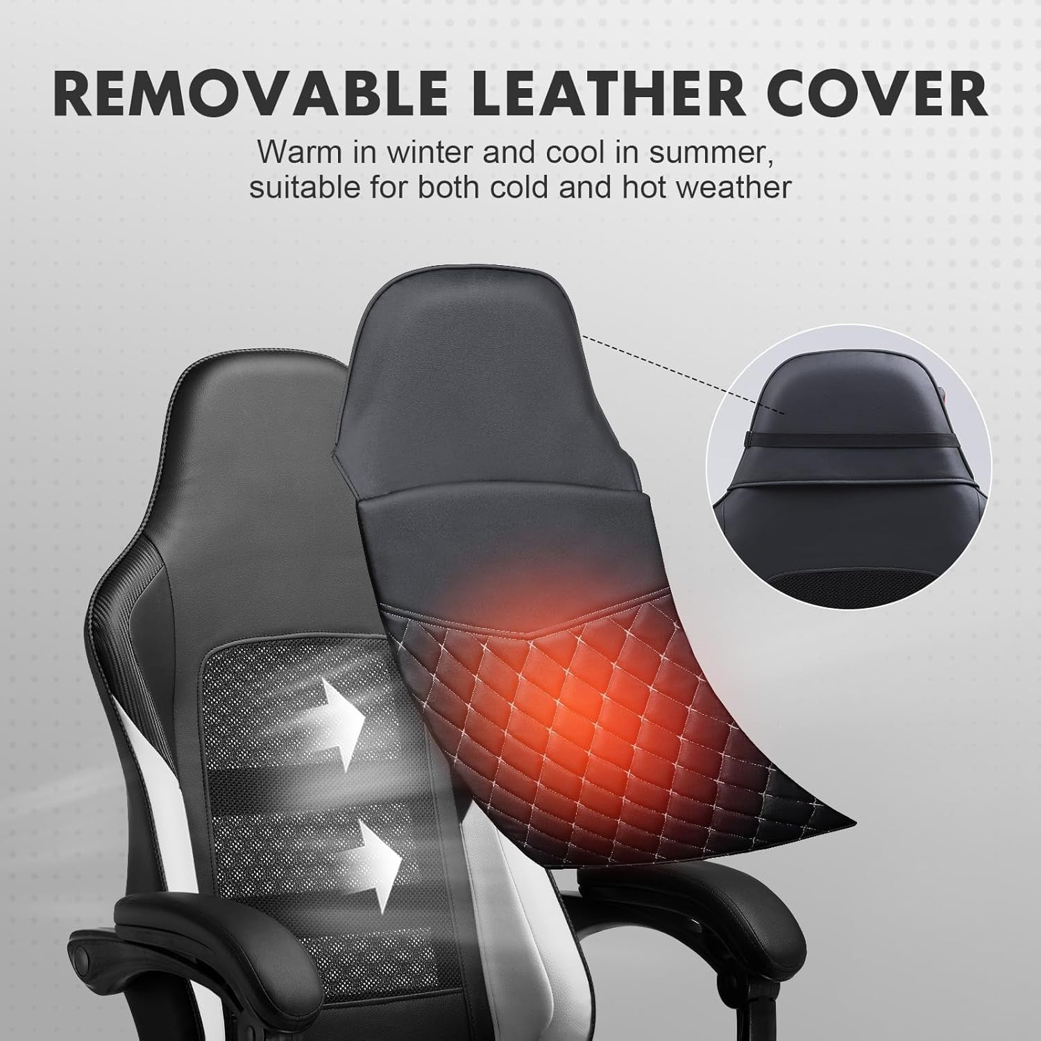 Gaming Chair High Back Leather Footrest Ergonomic White