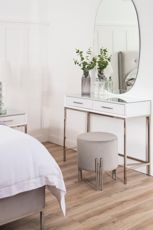 Modern White Console Table 2-Drawer Sleek Metal Frame 40x100x81cm