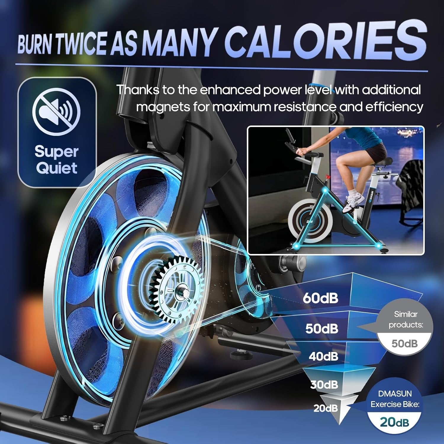 Quiet Magnetic Pro Exercise Bike w/ 15kg Flywheel, LCD, Rack & 400lb Capacity