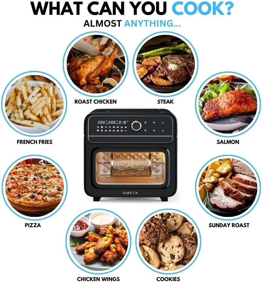 28L Air Fryer Oven Countertop Rotisserie 16-in-1 Dual Zone Accessories