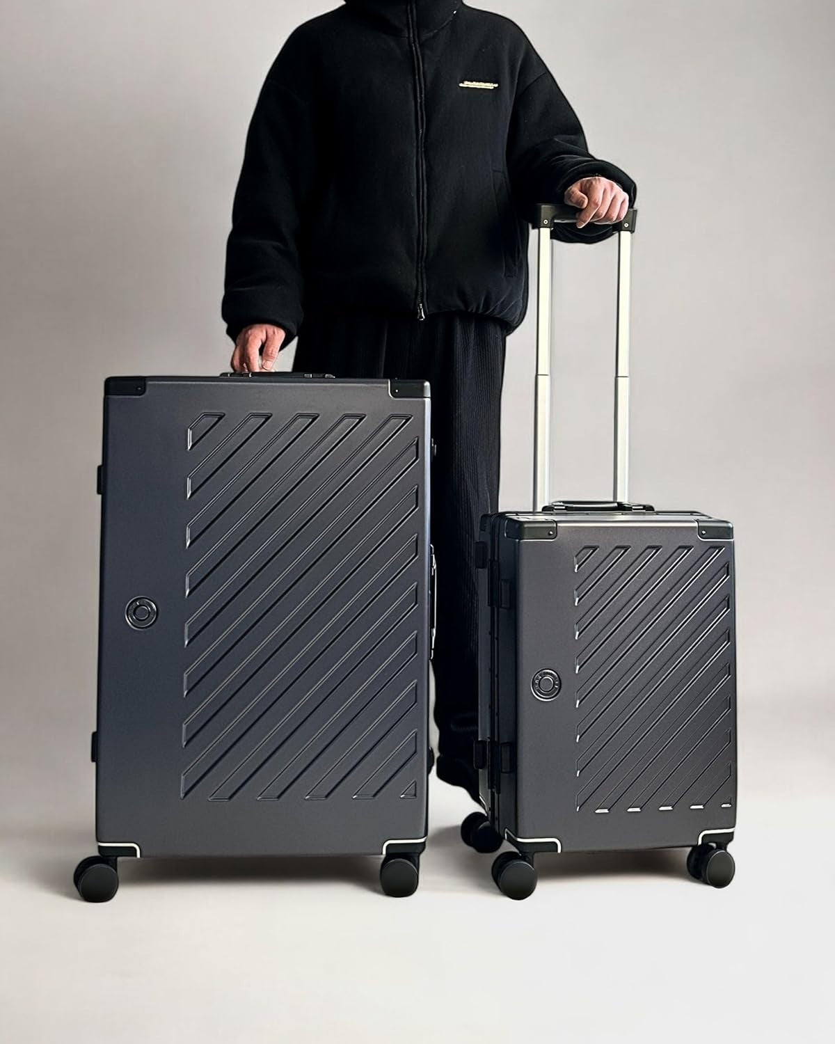 Zipperless Polycarbonate Suitcase Set Carry On + Large TSA Locks Spinner