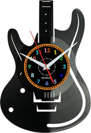 Guitar Wall Clock – Silent Non-Ticking Vinyl Record Style Music Room Decor