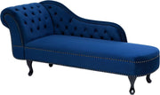 Blue Velvet Left Hand Chesterfield Chaise Lounge Tufted Back Classic Design