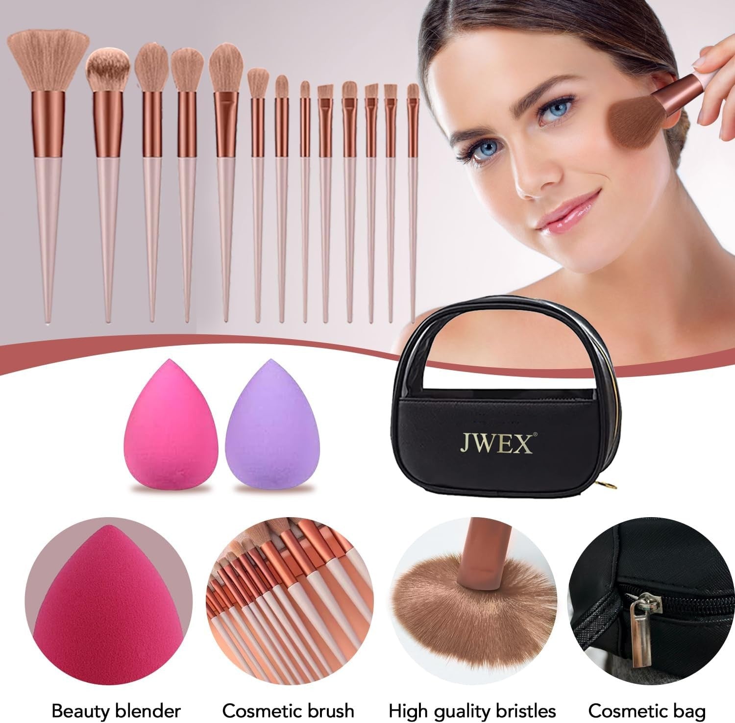 34pc Makeup Kit – Eyeshadow, Lipstick, Brushes & Travel Bag