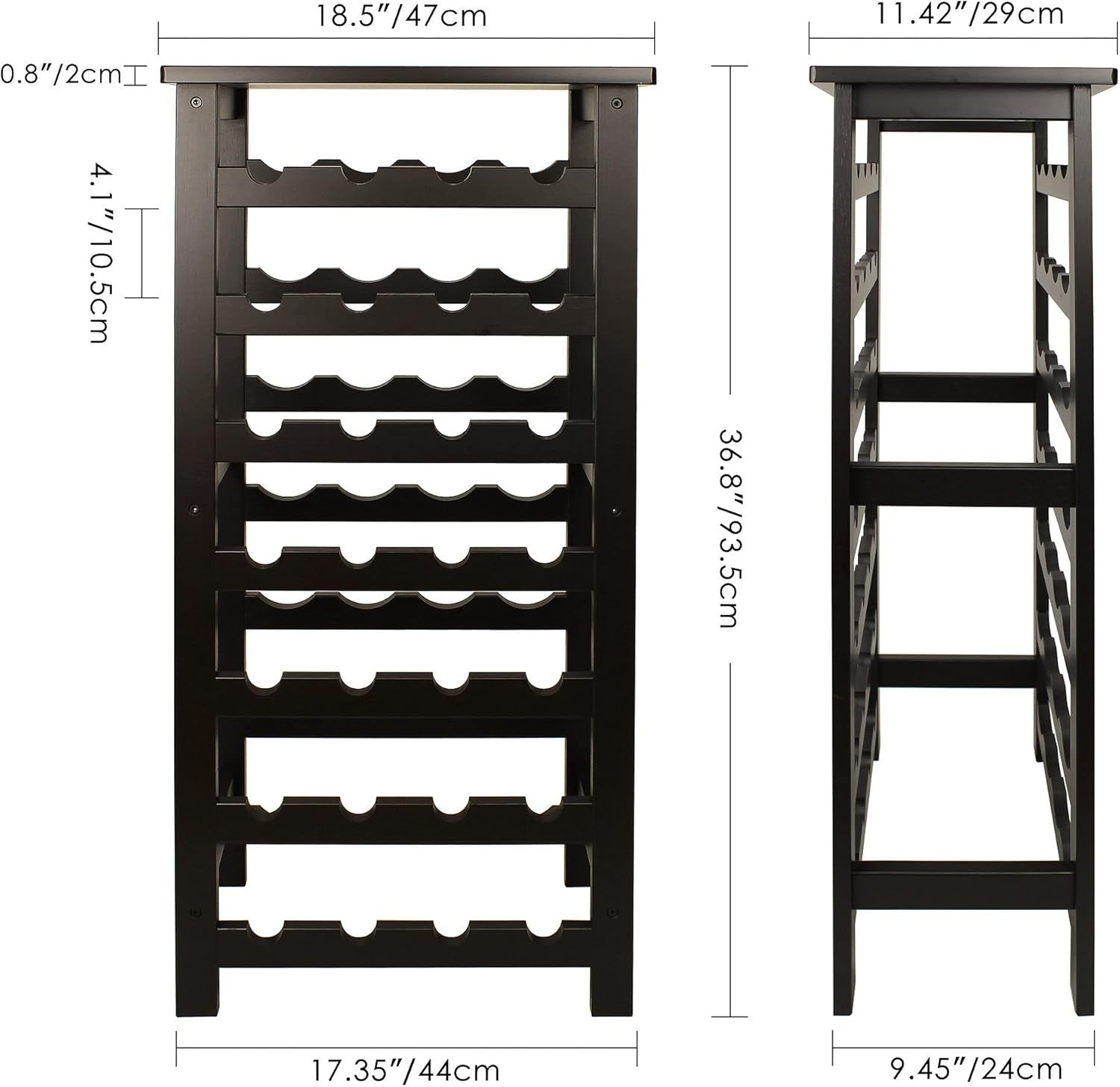 28 Bottle Wine Rack Freestanding Bamboo Shelf Storage 7 Tier Stand
