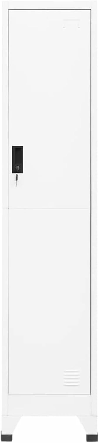 White Metal Locker Cabinet 1 Door Lockable Storage Cupboard Office Gym 180cm