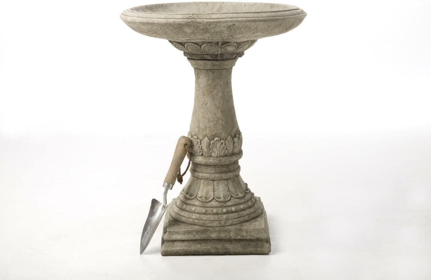 Stone Bird Bath 70kg Square Pedestal Garden Ornament | Hand Finished Sculpture