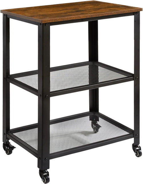 3 Tier Kitchen Trolley on Wheels Industrial Utility Cart Storage Serving Rack