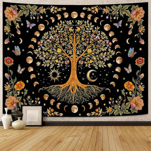 Large Tree of Life Moon Phase Tapestry Sun Boho 80x60