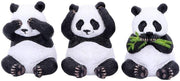 Three Wise Panda Figurines Resin 8.5cm Cute Ornament Set Home Decor Gift