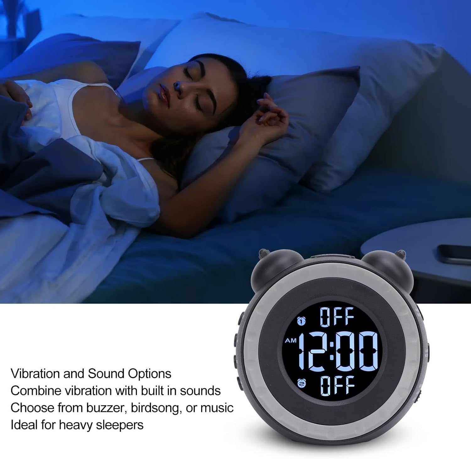 Vibrating Alarm Clock Bed Shaker Loud Wake Up for Heavy Sleepers Deaf