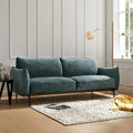 3 Seater Petrol Blue Velvet Sofa Modern Pillow Cushions Metal Legs