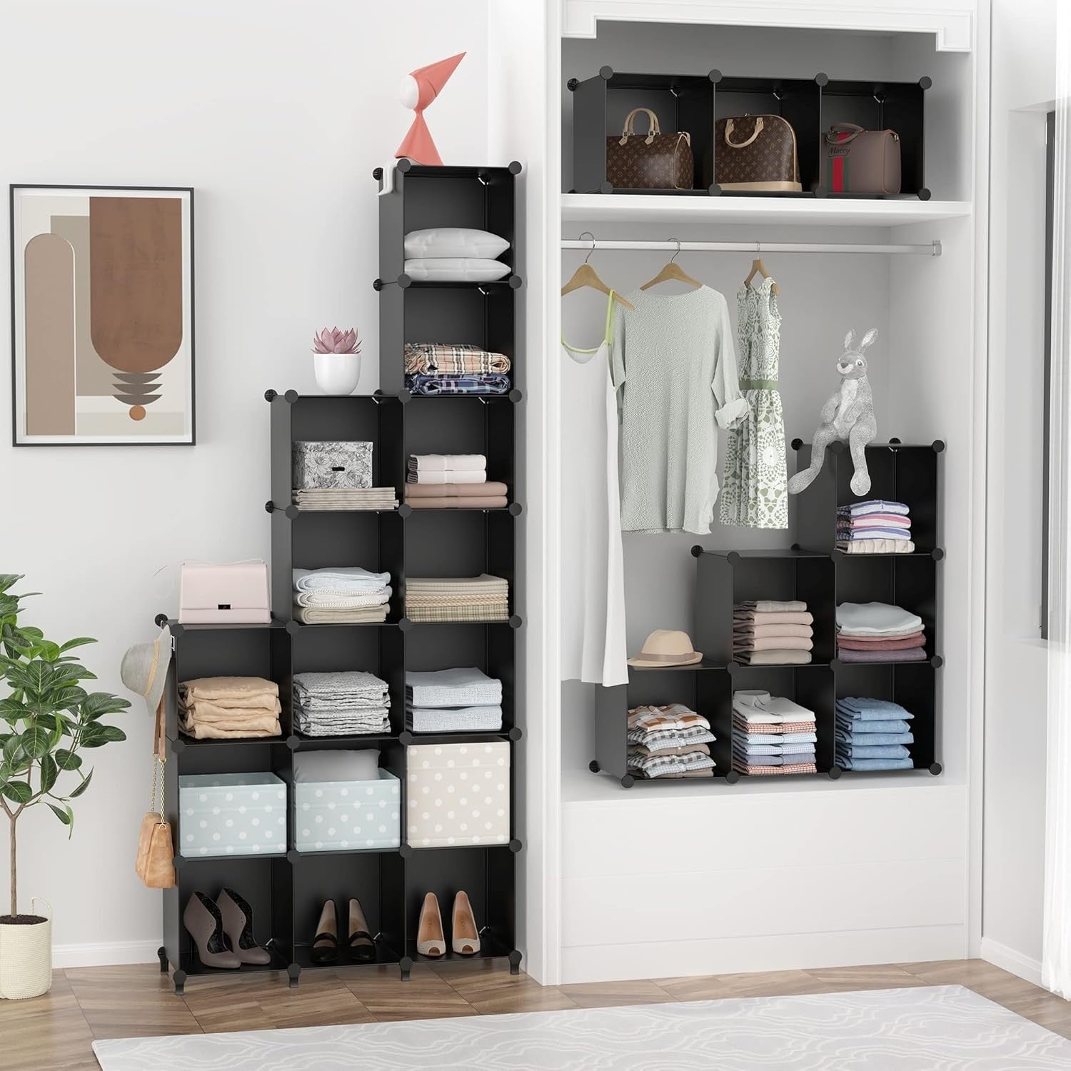 16-Cube Storage Unit Bookshelf – Modular DIY Shelves for Toys, Clothes, Books