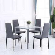Square Glass Dining Table 75cm Metal Legs Seats 4 Grey Modern
