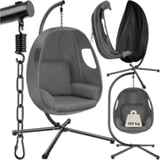 Swivel Hanging Egg Chair with Stand & Comfy Cushion for Indoor Outdoor Use