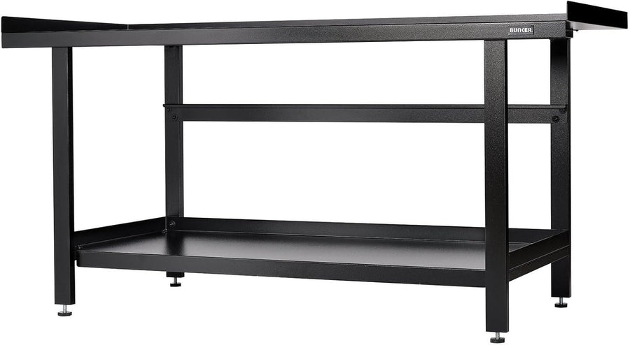 Heavy Duty 1.83m Steel Workbench Matte Black Adjustable Feet Bunker Range