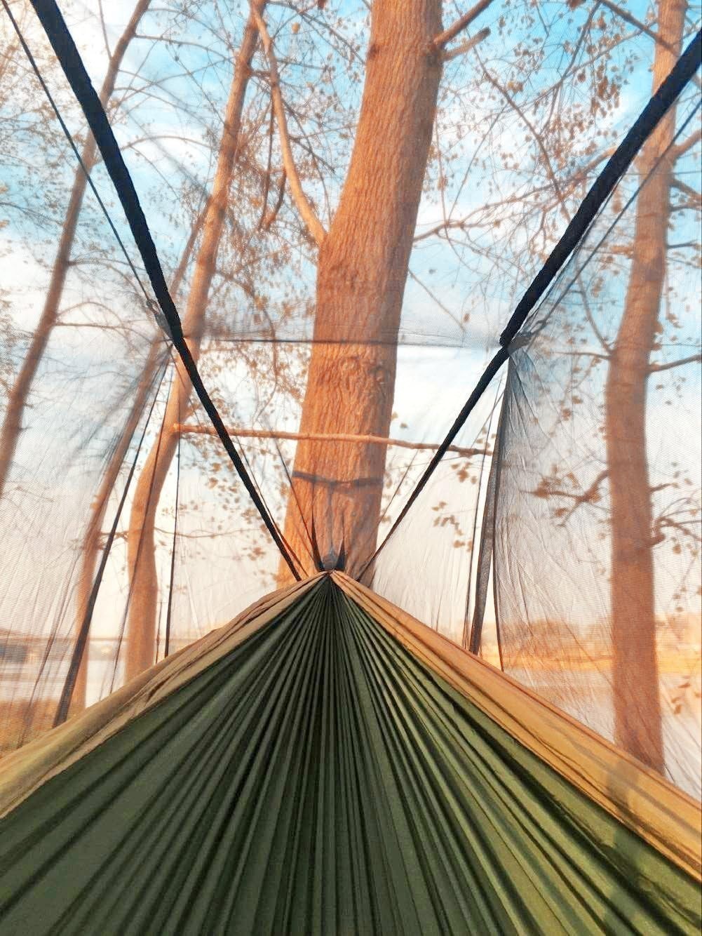 Camping Hammock with Net Double Size ✅ 2x10ft Straps 🌟 272kg Max Load