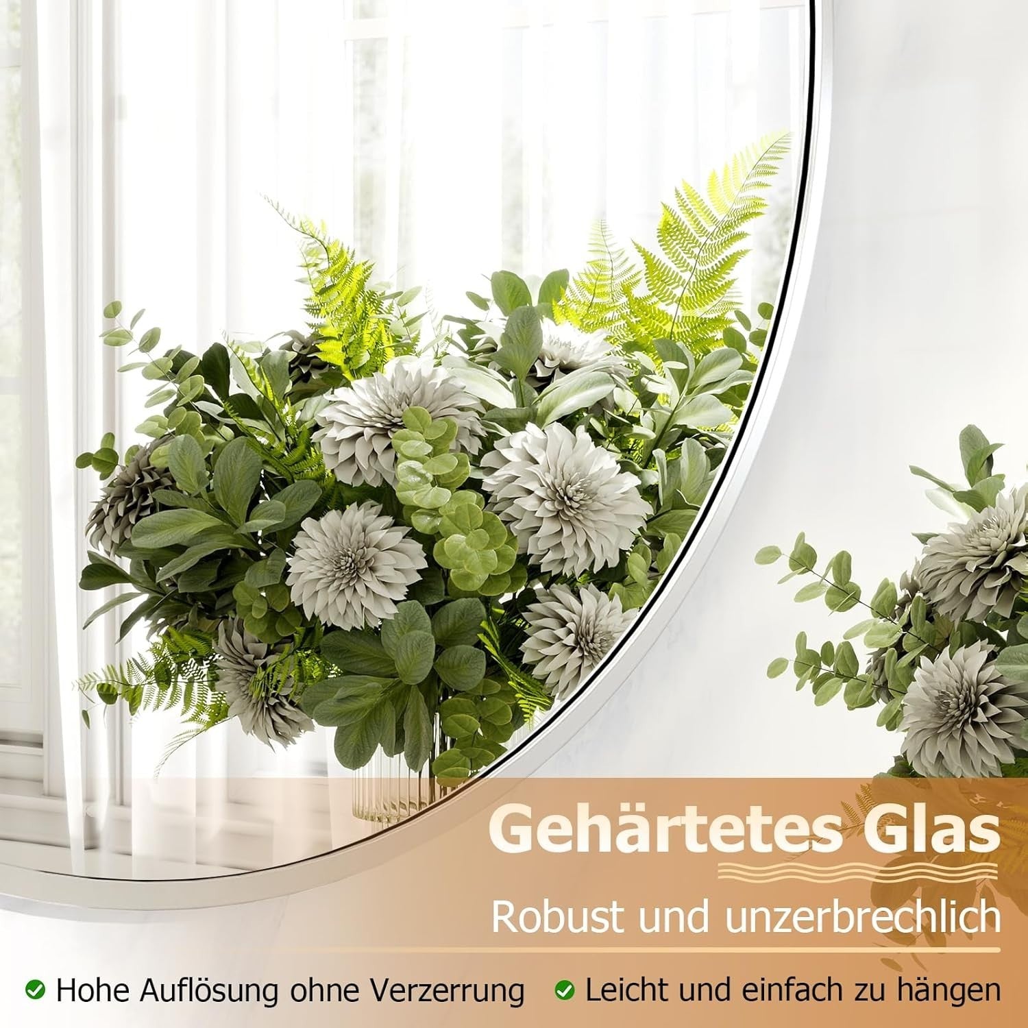 Round Silver Wall Mirror 80cm HD Glass Explosion-Proof & Stylish Frame