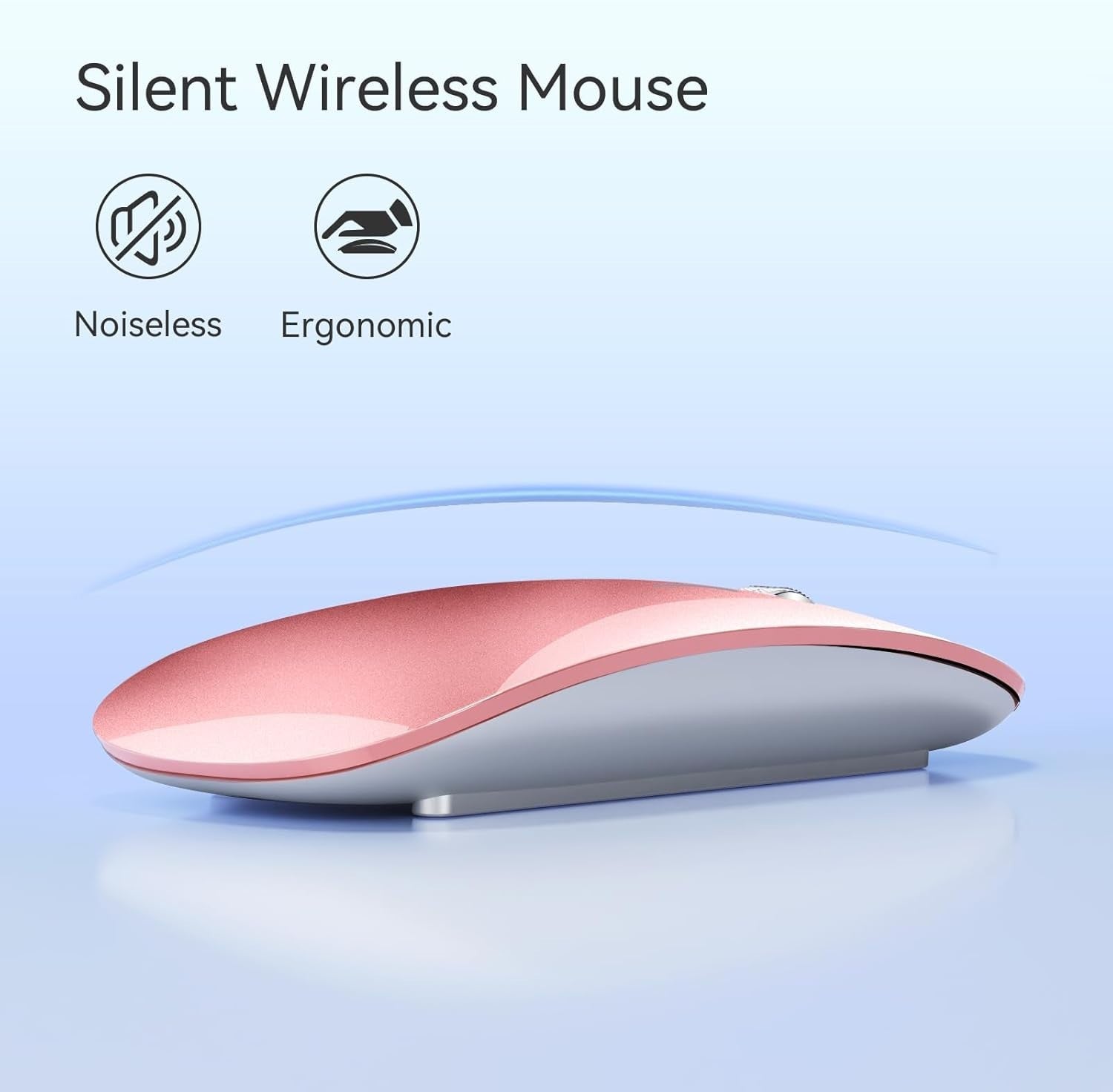 Rose Gold Ultra Slim Bluetooth Mouse Silent Triple Mode USB C Rechargeable