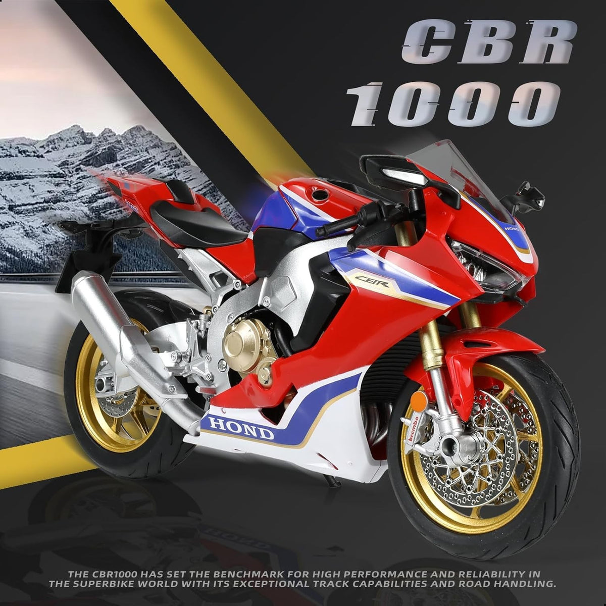 Diecast 1:9 Sport Motorcycle Model - Realistic Metal Build, No Assembly Needed