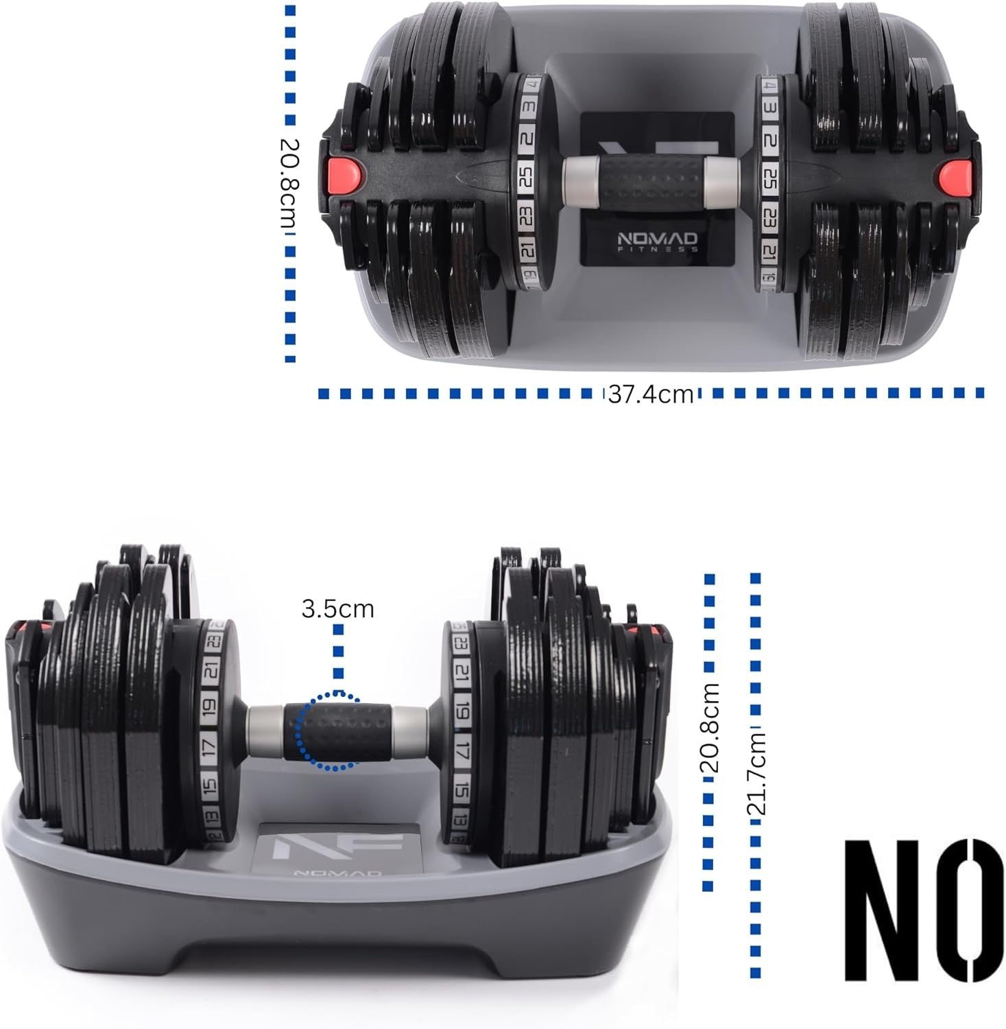 25kg Adjustable Dumbbells Pair 18-in-1 Quick Dial Home Gym Weights