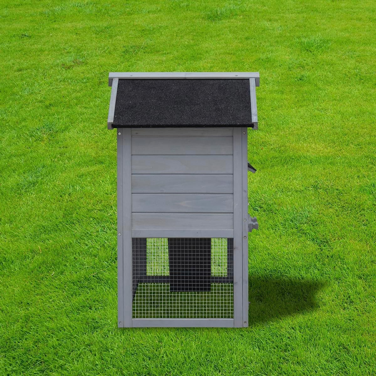 Large Rabbit Hutch with Run Outdoor Grey 2 Tier Wooden Ramp Waterproof