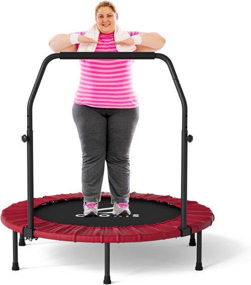 40” Indoor Fitness Trampoline Rebounder w Adjustable Handle 400lb