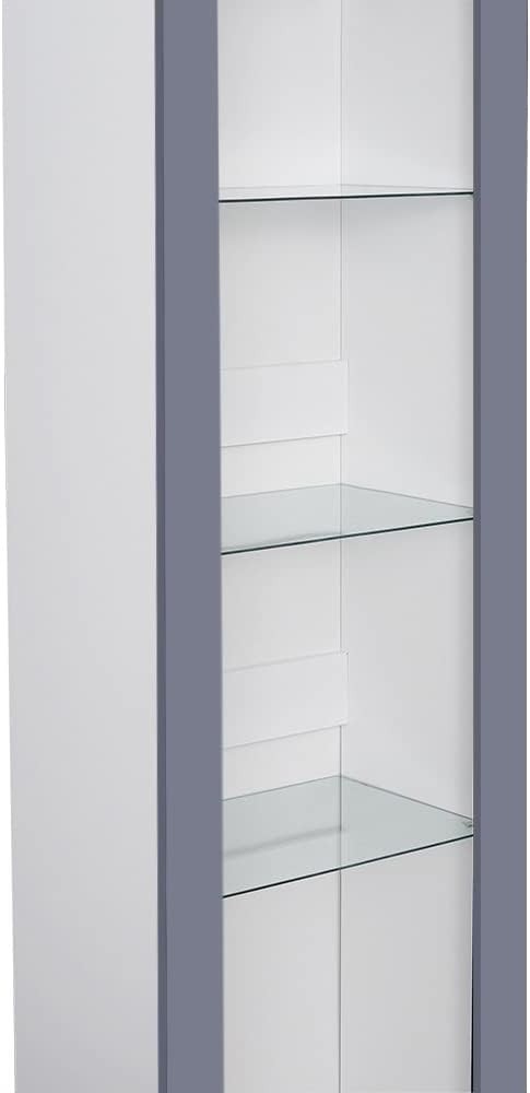 Tall Gloss Display Cabinet with RGB LED Lights & Glass Shelves, 166cm
