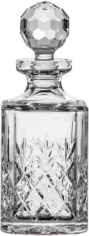 Luxury Cut Crystal Square Spirit Decanter 75cl | Hand-Cut Whisky Liquor Gift
