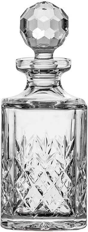 Luxury Cut Crystal Square Spirit Decanter 75cl | Hand-Cut Whisky Liquor Gift