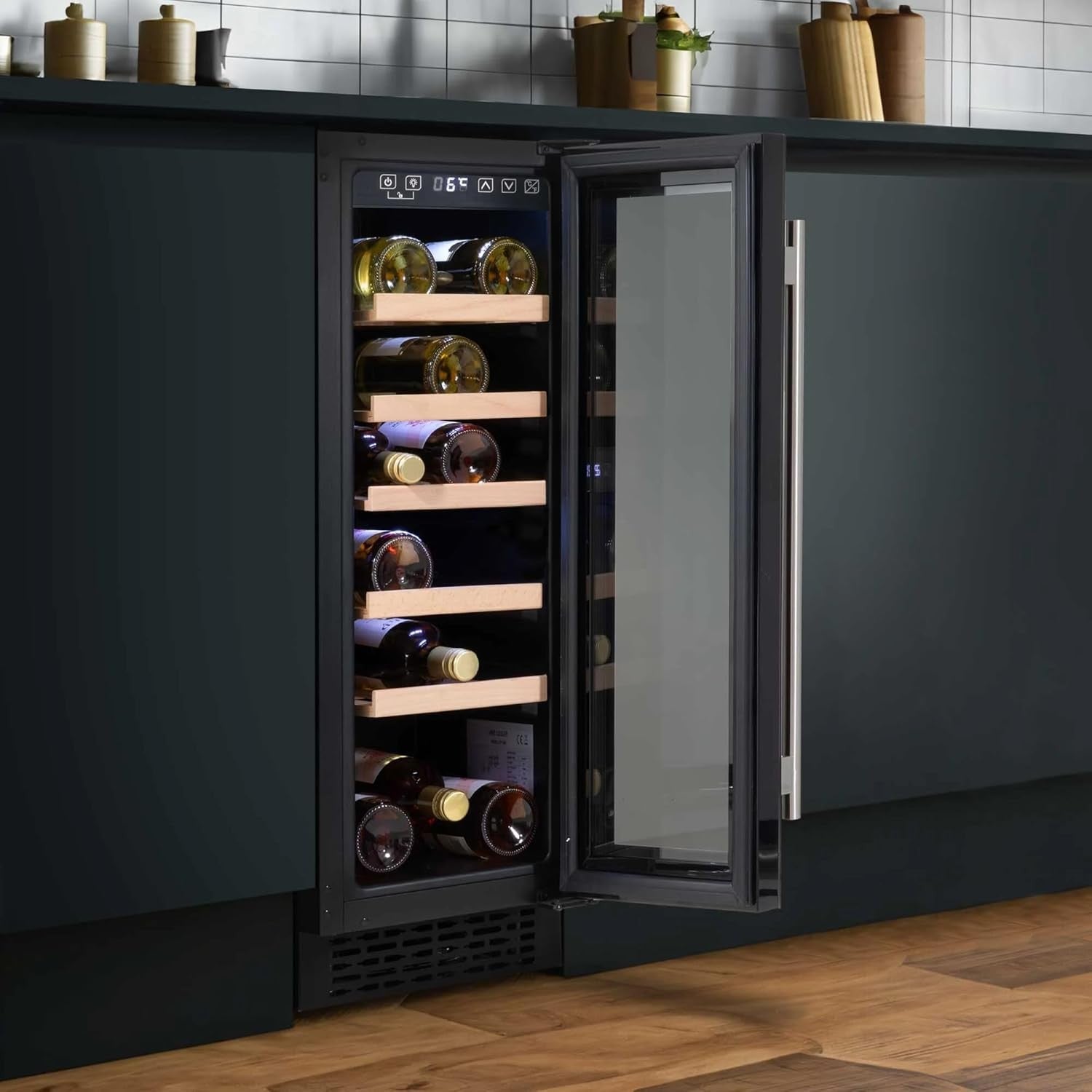 Slim Built In Wine Cooler 30cm Under Counter Fridge Touch Control 20 Bottle