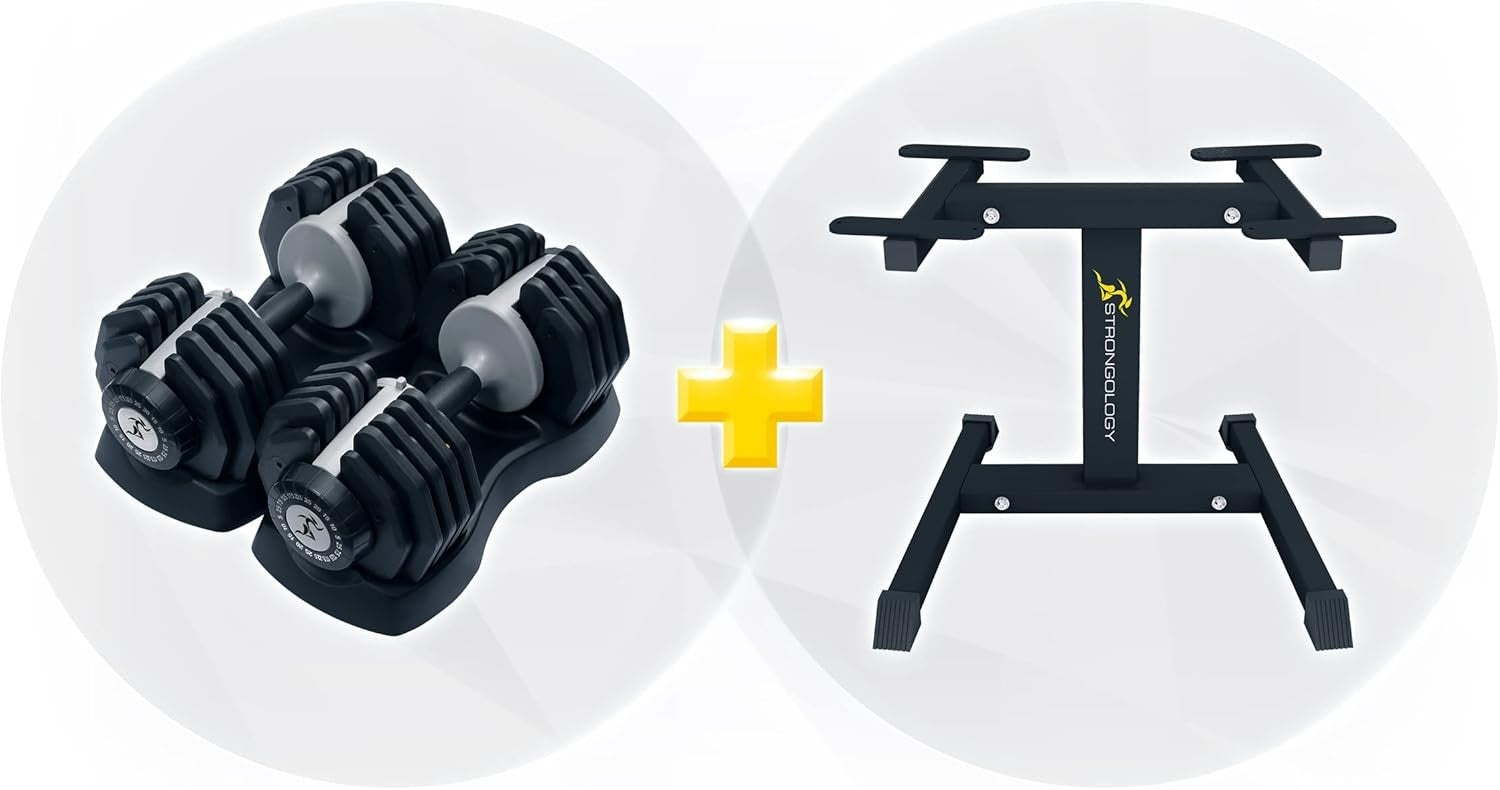 2.5–25KG Adjustable Dumbbell Pair With Steel Floor Stand Home Gym