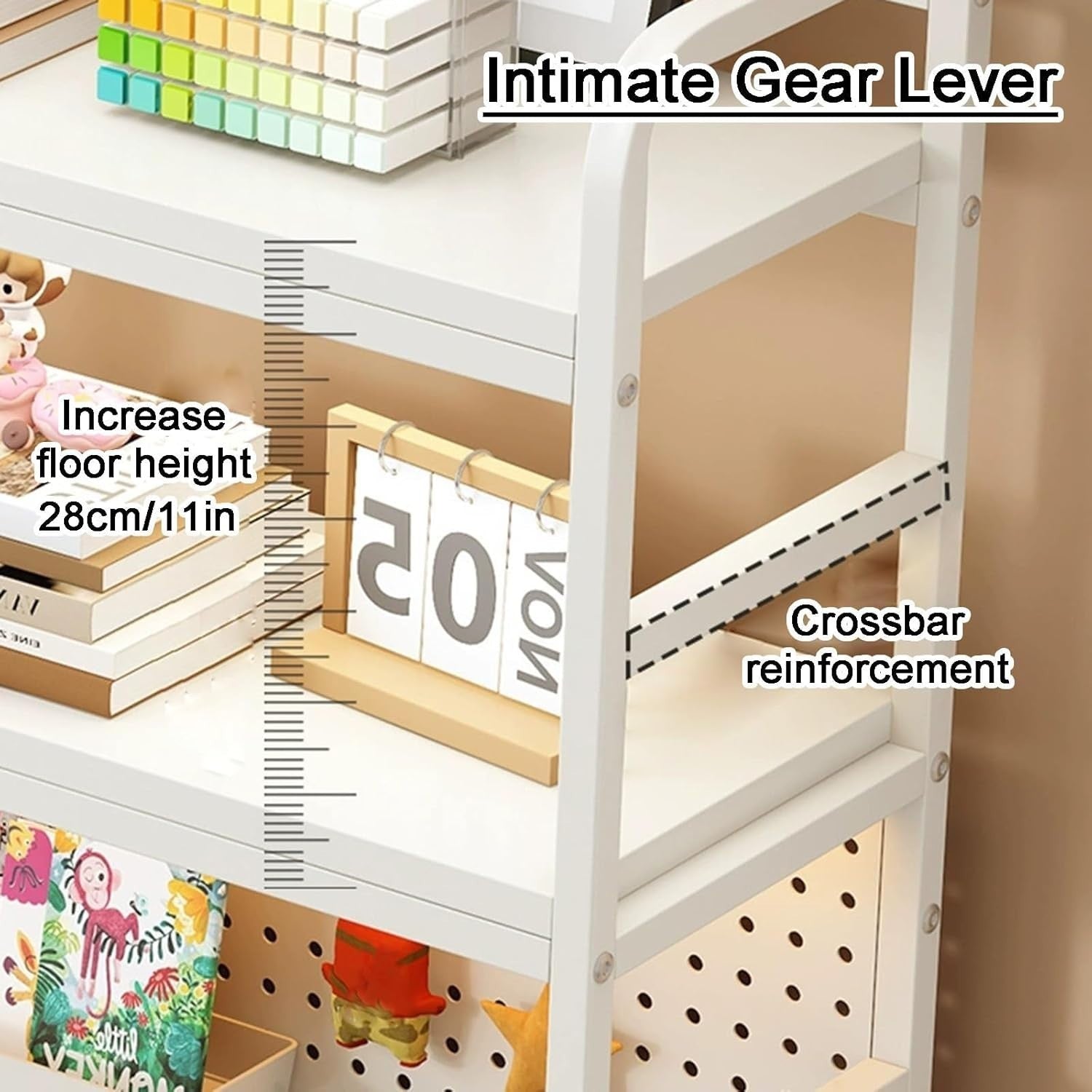 3-Tier Desktop Bookshelf Countertop Hutch Desk Organizer Storage Rack 70cm White