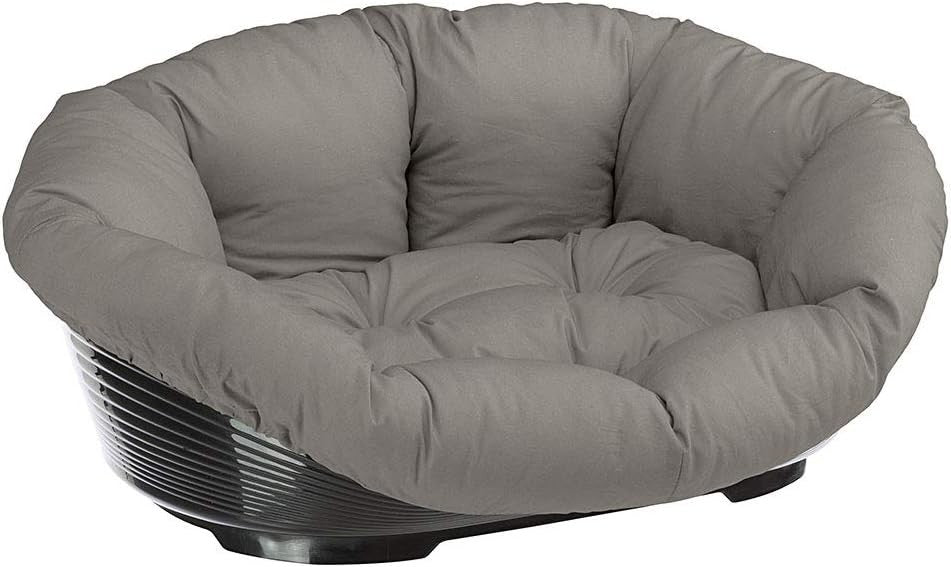 Plastic Dog Cat Bed Basket w Padded Cotton Cushion Anti Slip 64cm