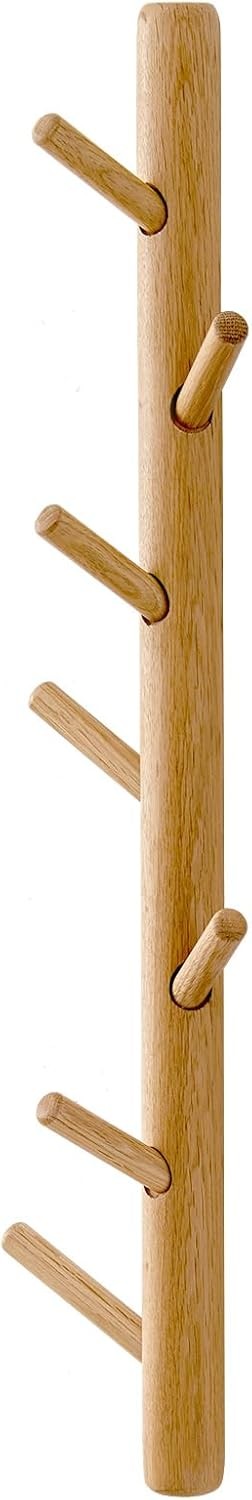 Wooden Wall Mounted Coat Rack | 70cm Vertical Hat Hook Tree for Hallway Bags