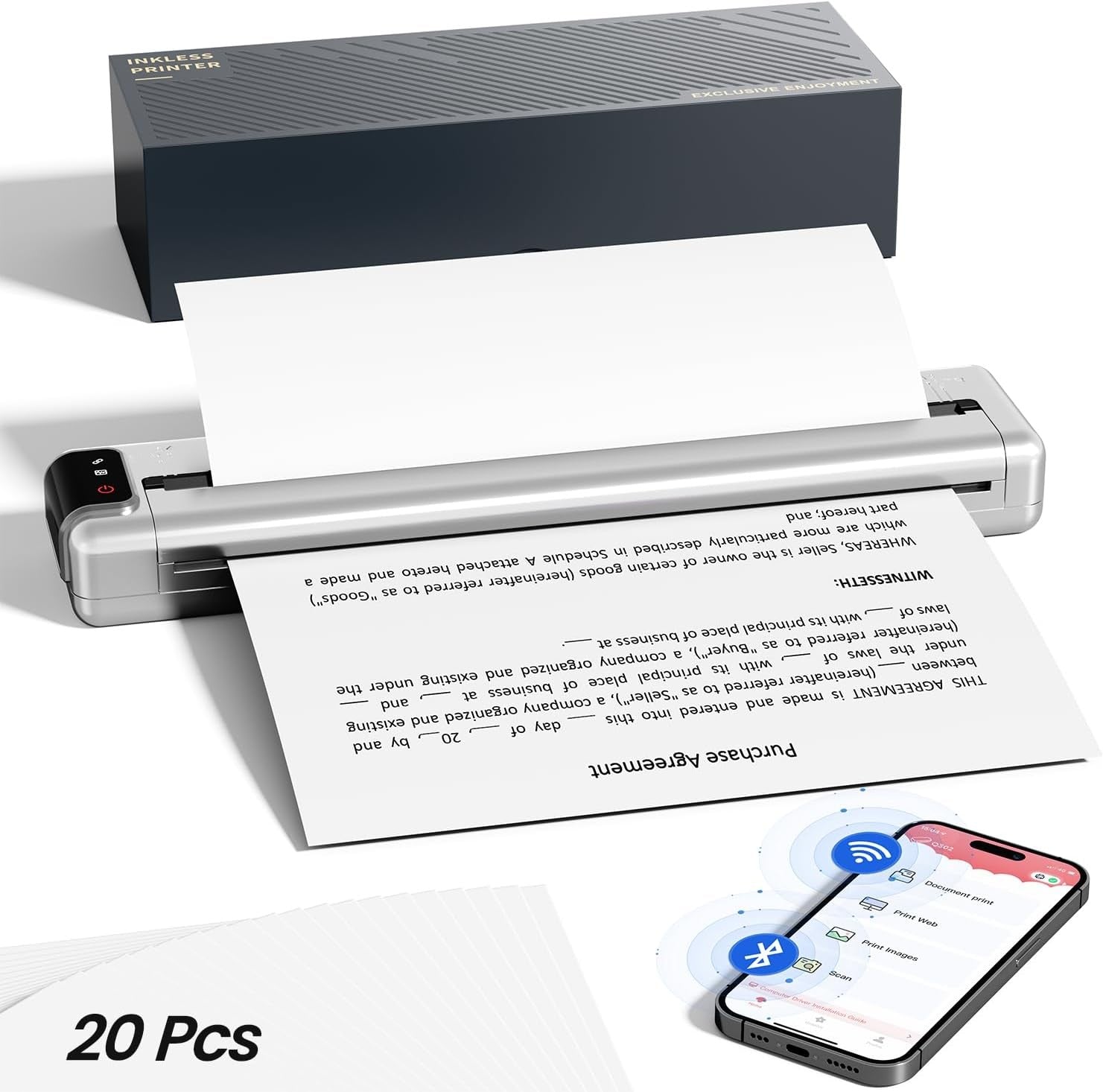 Portable Thermal Printer A4 – Wireless Bluetooth Wi-Fi USB Print