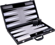 21 Inch Deluxe Backgammon Set Faux Leather Case Interior Dice Cups