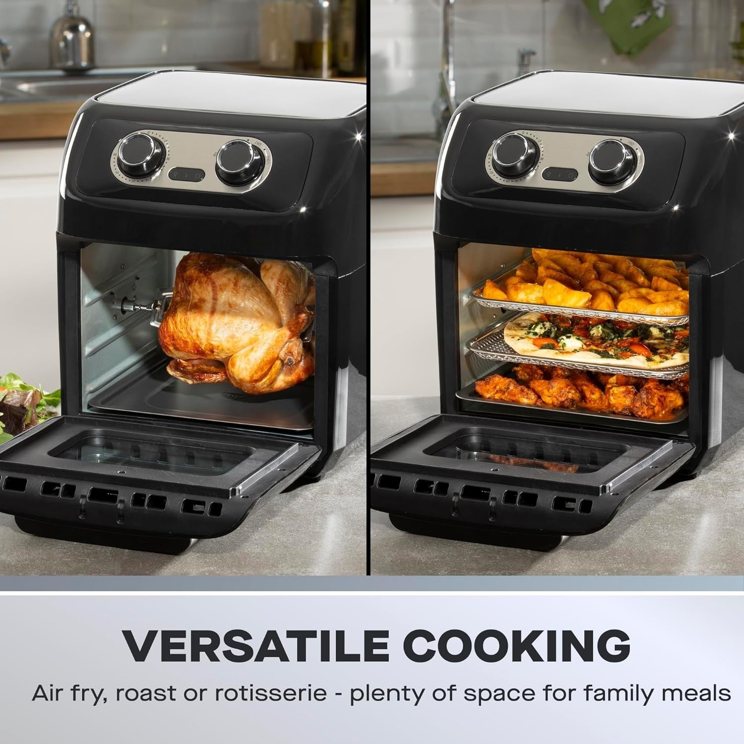 12L Air Fryer Oven with Rotisserie 3 Trays Healthy Family Cooker Bake RoastTimer
