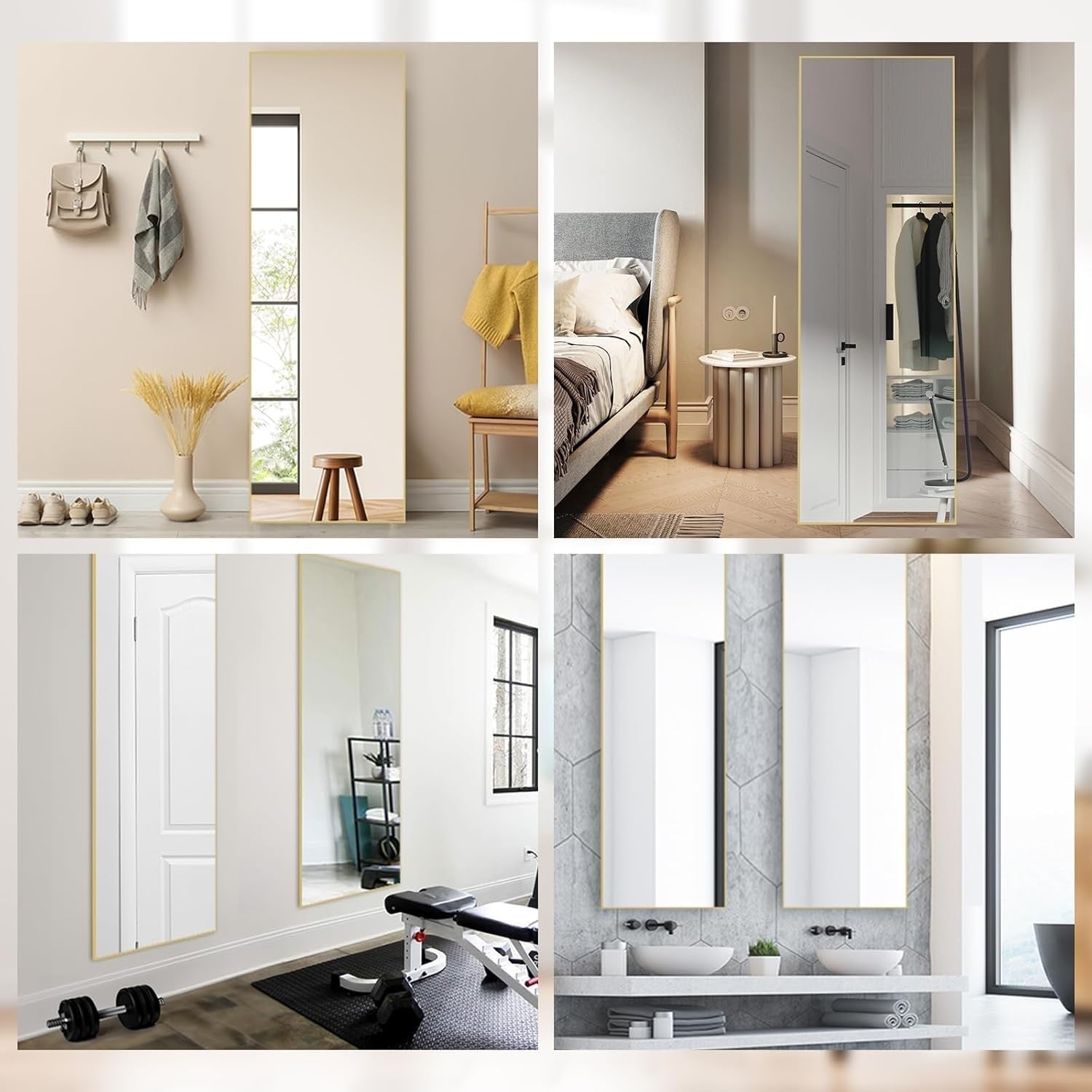 Large Full Length Floor Mirror 165x60cm Gold Frame Stylish & Safe