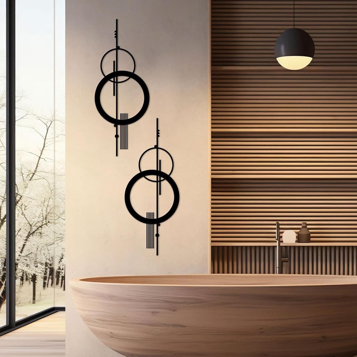 2Pcs Metal Abstract Wall Art – Modern Minimalist Geometric 15.7x6.3in