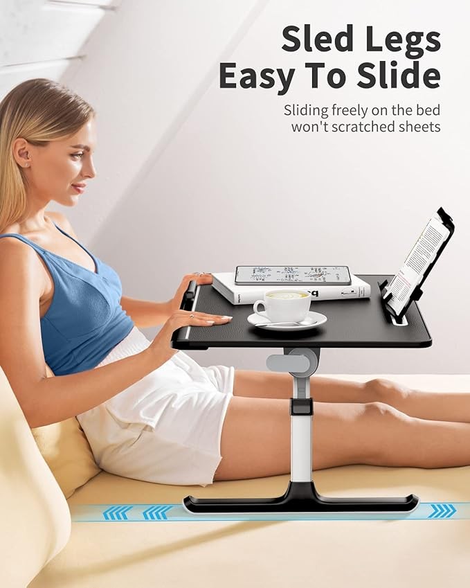 Adjustable Bed Desk Table with Drawer Book Stand Laptop Tray 60x45cm
