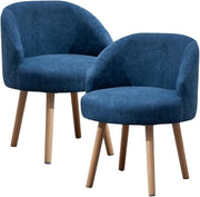 Set of 2 Blue Accent Tub Chairs Small Lounge Sofa Upholstered Fabric