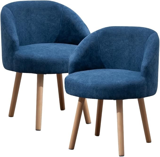 Set of 2 Blue Accent Tub Chairs Small Lounge Sofa Upholstered Fabric