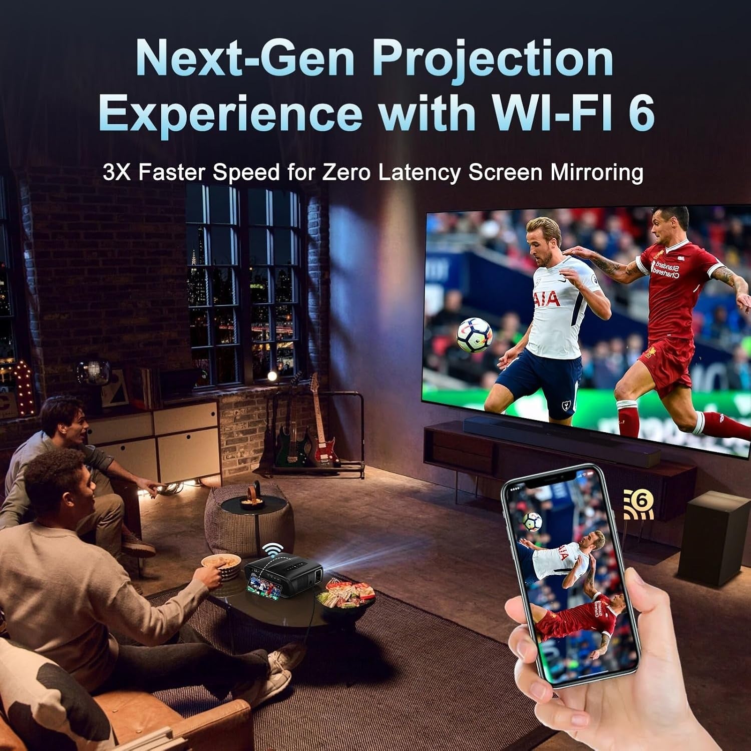 1800 ANSI 4K Smart Projector Daylight Android TV WiFi6 Bluetooth 300″