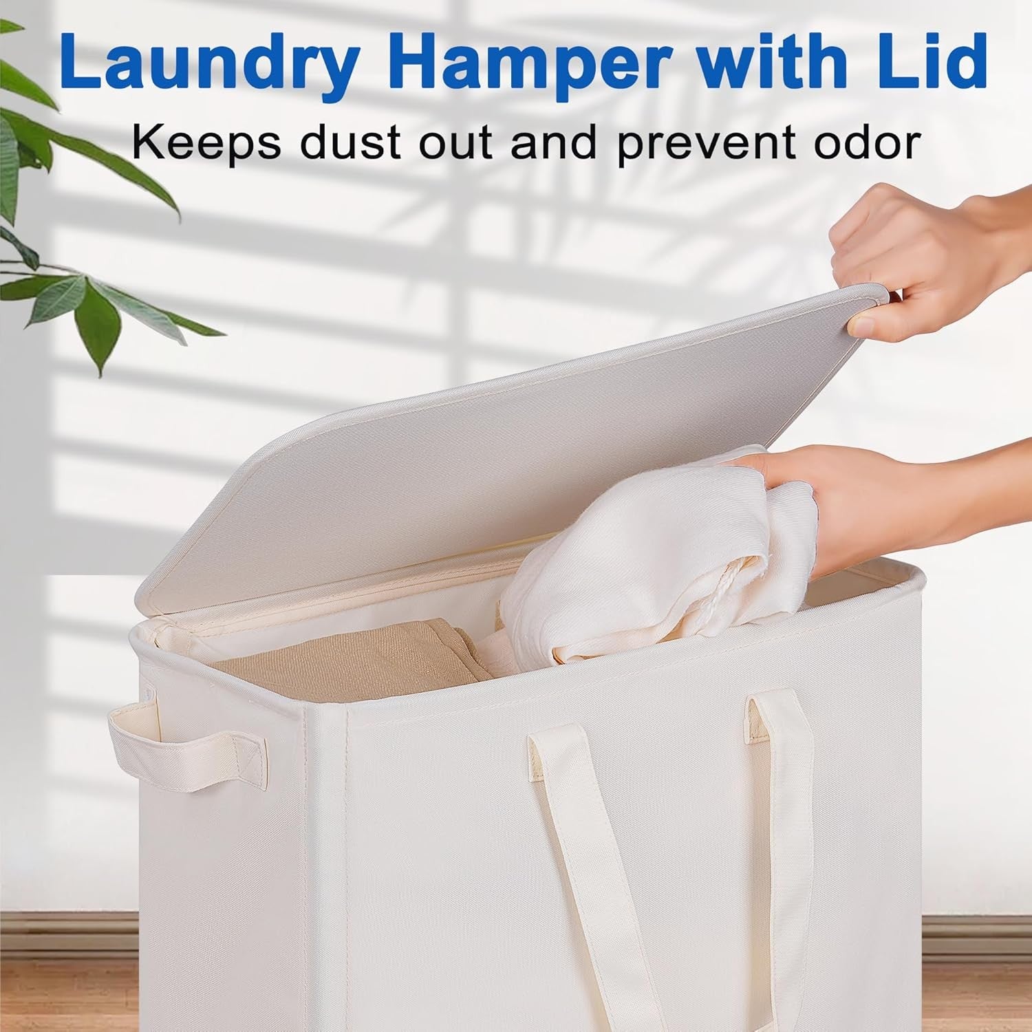 Slim 75L Laundry Hamper with Lid & Wheels – Tall Rolling Clothes Basket for Smal
