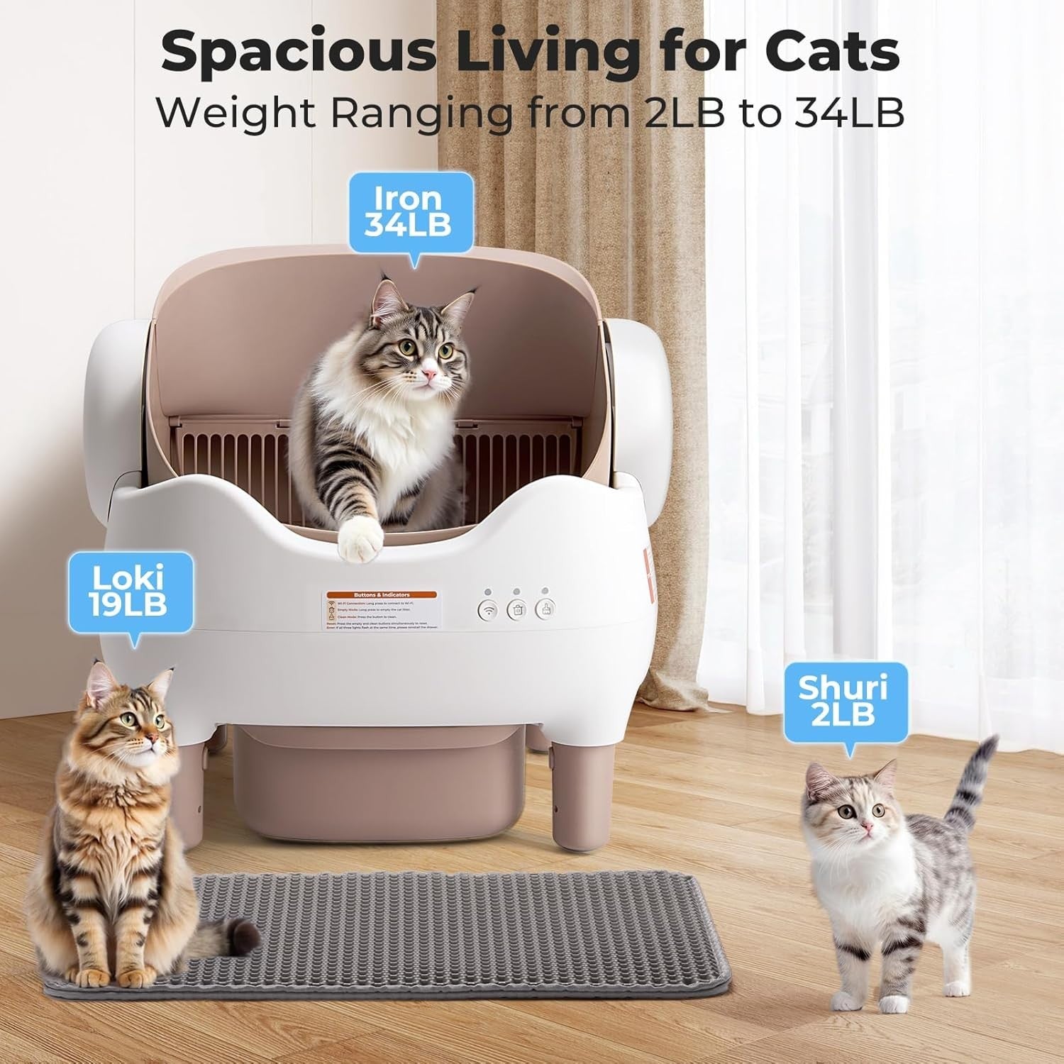 Self Cleaning Cat Litter Box App Control Open Top Multi Cat Large