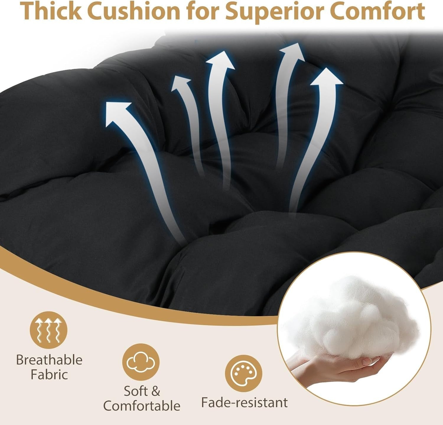 Oversized Egg Rocking Chair Outdoor Indoor Thick Cushion Comfy Seat