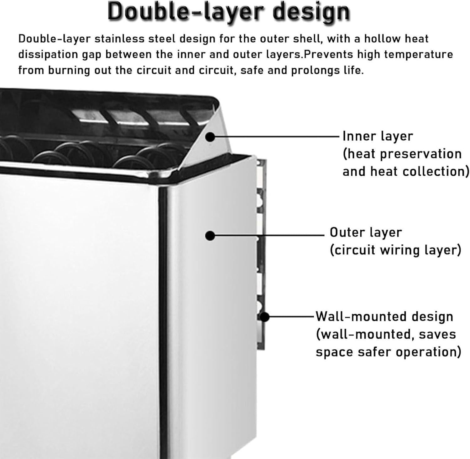 Stainless Steel Electric Sauna Heater 9KW Wet & Dry Stove w/ External Controller