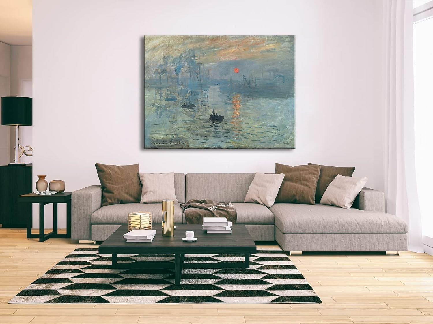Wieco Art Extra Large Claude Monet Sunrise Canvas Wall Art – Modern Giclee Print